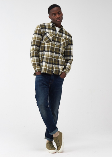 Regatta Dark Khaki Check Thamos Long Sleeved Checked Shirt