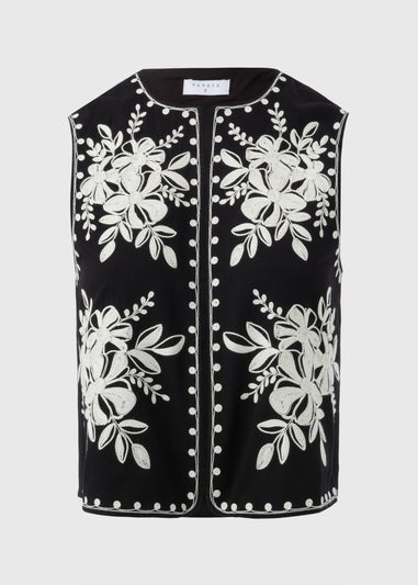 Black Monochrome Embroidered Waistcoat