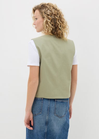 Khaki Embroidered Waistcoat