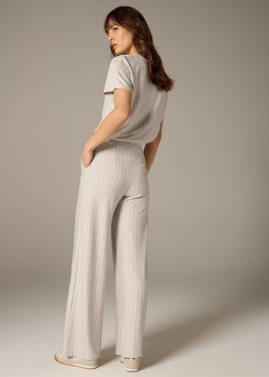 Et Vous Stone Pinstripe Wide Leg Trousers