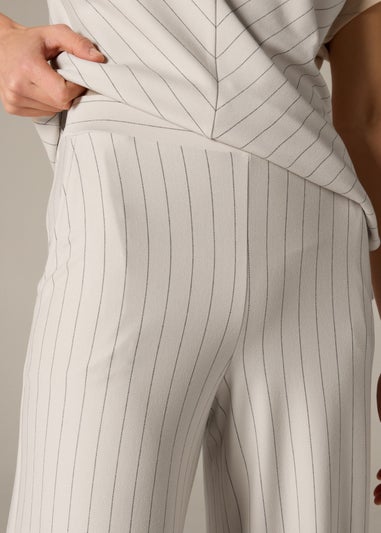 Et Vous Stone Pinstripe Wide Leg Trousers