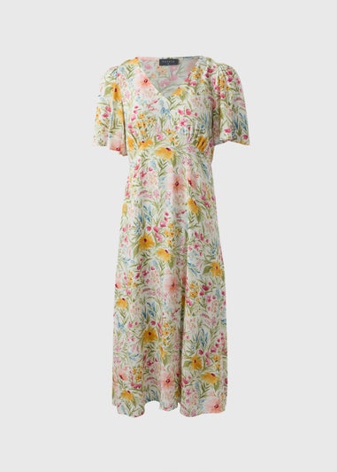 Multicolour Floral Midi Tea Dress