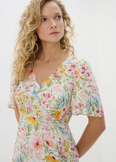 Multicolour Floral Midi Tea Dress