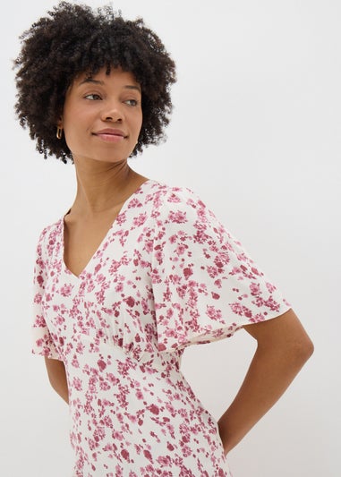 Pink Ditsy Floral Midi Tea Dress