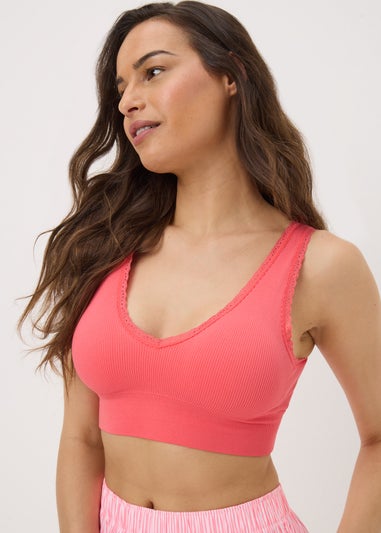 2 Pack Coral Ribbed Seamless Bralettes