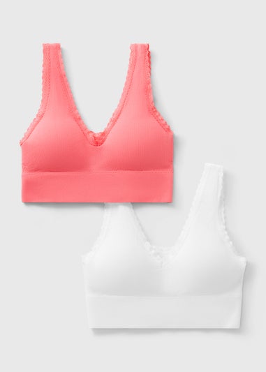 2 Pack Coral Ribbed Seamless Bralettes
