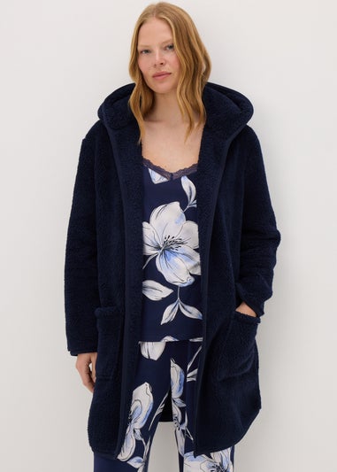 Navy Fleece Lounge Cardigan