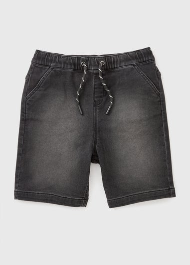 Boys Black Knitted Denim Shorts (7-15yrs)