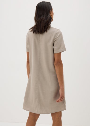 Taupe Linen Blend Shift Dress