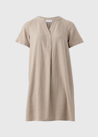 Taupe Linen Blend Shift Dress