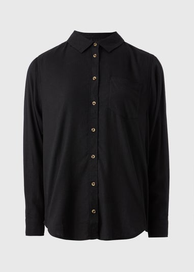 Black Linen Blend Shirt