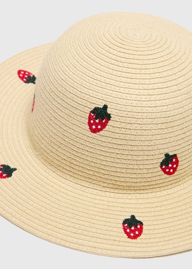 Girls Natural Strawberry Sun Hat