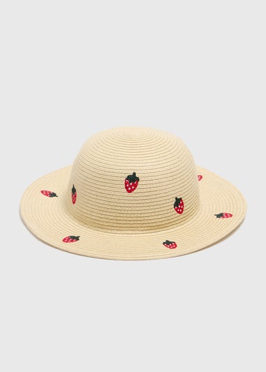 Girls Natural Strawberry Sun Hat