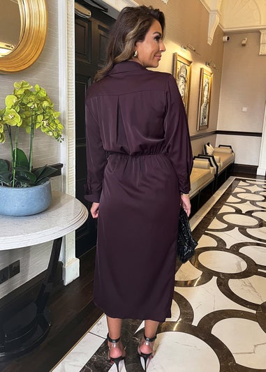 AX Paris Plum Side Tie Waist Wrap Midi Dress