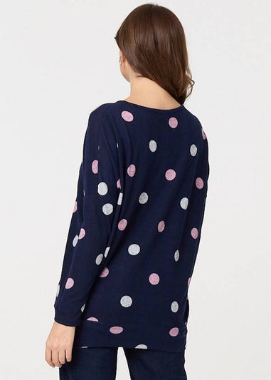 Izabel London Blue Polka Dot Print Relaxed Sweatshirt