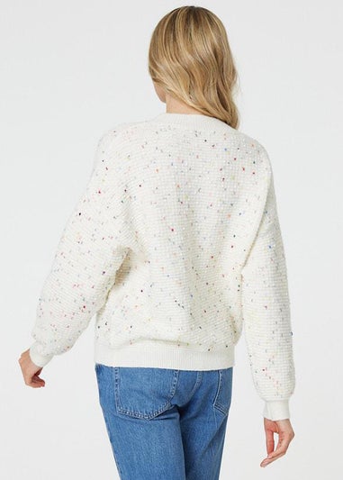 Izabel London White Dotted Knit Long Sleeve Jumper