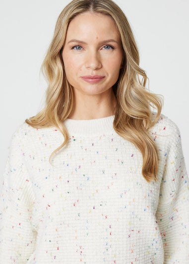 Izabel London White Dotted Knit Long Sleeve Jumper