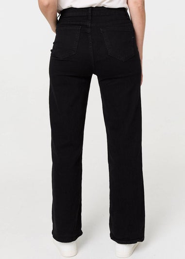 Izabel London Black Denim High Waist Flared Jeans