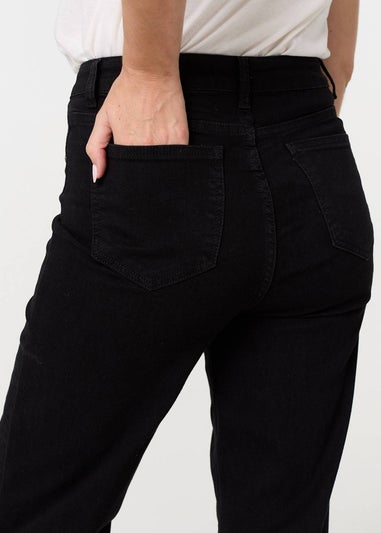 Izabel London Black Denim High Waist Flared Jeans