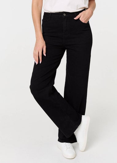 Izabel London Black Denim High Waist Flared Jeans