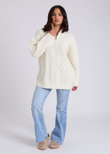 Urban Bliss Cream Cable Half Zip Jumper