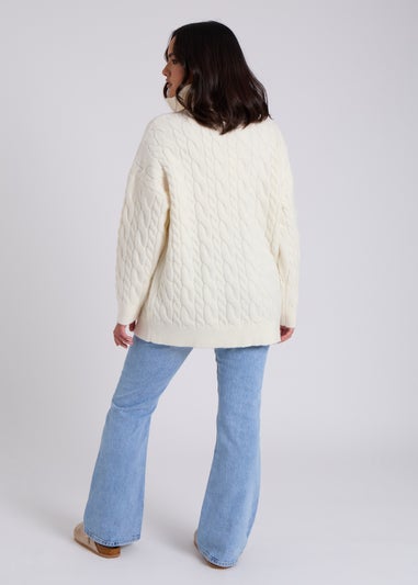 Urban Bliss Cream Cable Zip Up Cardigan