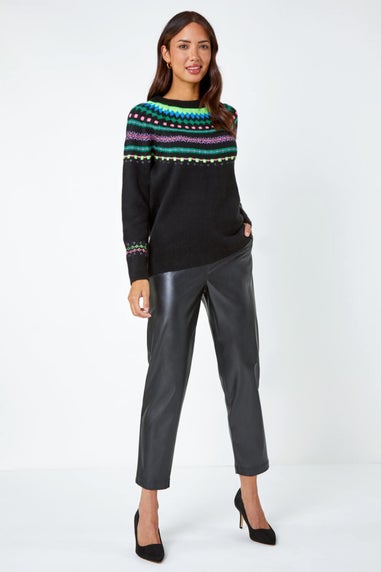 Roman Black Fairisle Stretch Knit Jumper