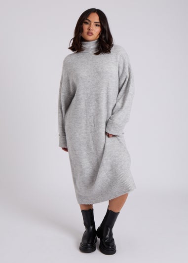 Urban Bliss Grey Midi Roll Neck Dress