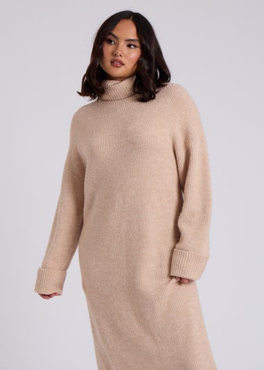 Urban Bliss Camel Midi Roll Neck Dress