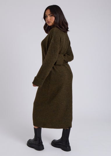 Urban Bliss Khaki Midi Roll Neck Dress