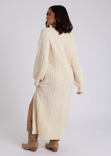 Urban Bliss Cream Cable V Neck Midaxi Dress