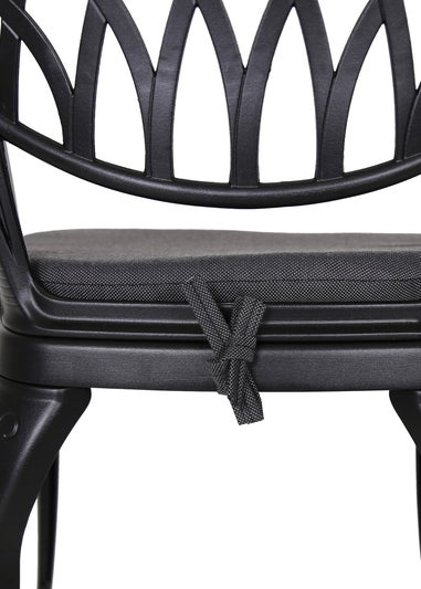 Charles Bentley Cast Aluminium Black Bistro Table & 2 Chairs Set (Dia. 70cm H68cm)
