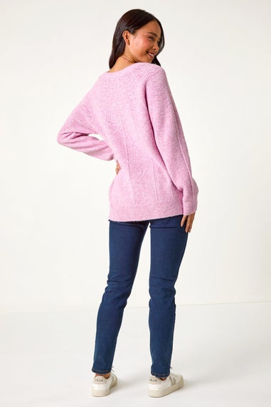 Roman Pale Pink Petite Pearl Embellished Knit Jumper