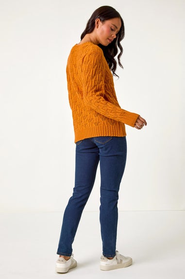 Roman Rust Petite Crochet Knit Jumper