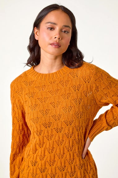 Roman Rust Petite Crochet Knit Jumper