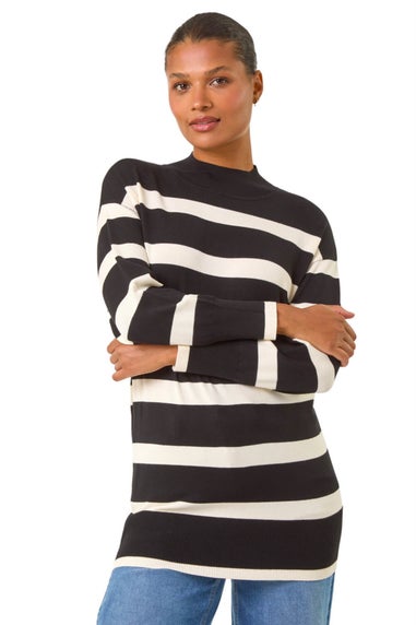 Roman Black Striped Knitted Tunic Jumper