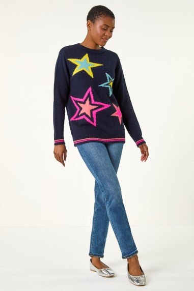 Roman Navy Multi Star Detail Knitted Jumper