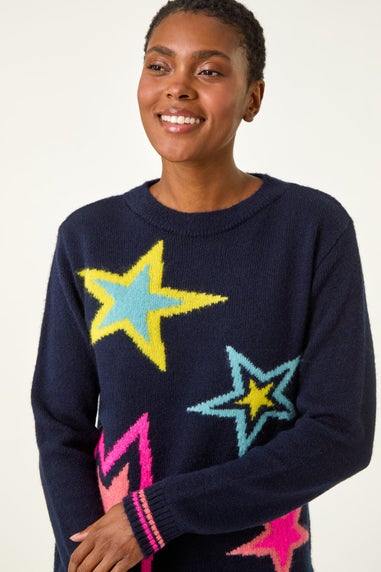 Roman Navy Multi Star Detail Knitted Jumper