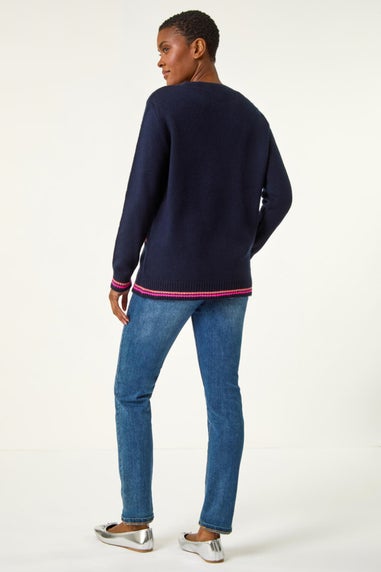 Roman Navy Multi Star Detail Knitted Jumper