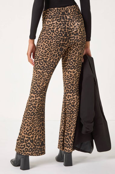 Roman Natural Animal Print Flare Stretch Trouser
