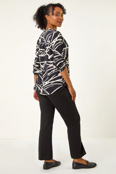 Roman Black Petite Linear Print Buttoned Shirt