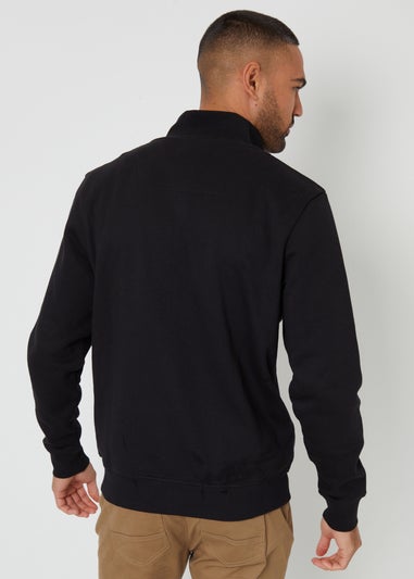 Threadbare Black Funnel Neck Zip Through Sweatshirt