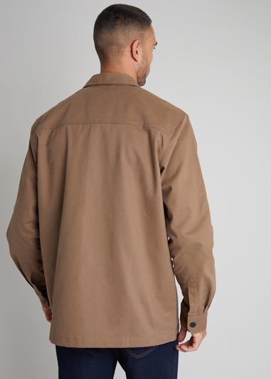 Threadbare Brown Cotton Twill Button Up Shacket