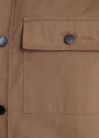 Threadbare Brown Cotton Twill Button Up Shacket