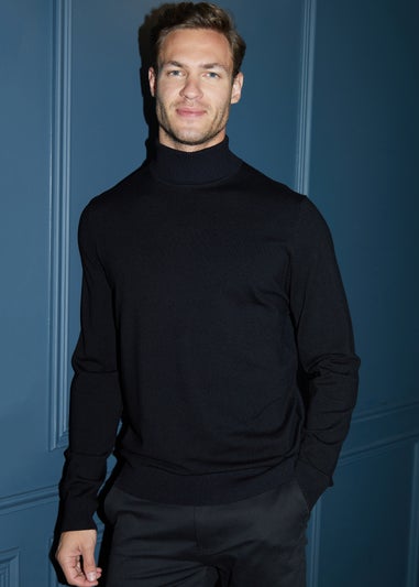 Threadbare Black Knitted Roll Neck Jumper