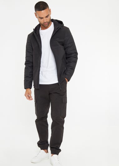 Threadbare Black Hooded Lightweight Zip Up Jacket