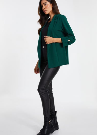 Quiz Green Ruched Sleeve Blazer