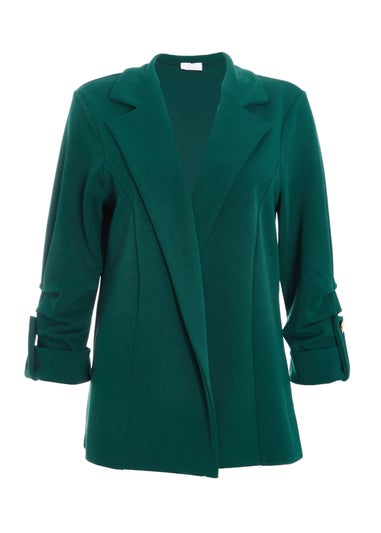 Quiz Green Ruched Sleeve Blazer