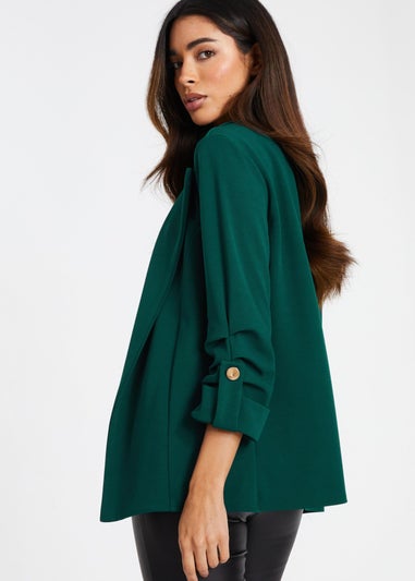 Quiz Green Ruched Sleeve Blazer