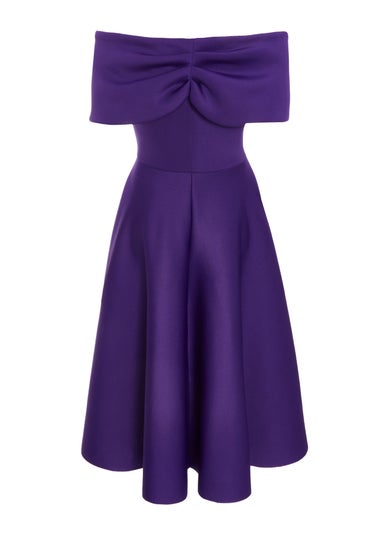 Quiz Purple Bardot Skater Midi Dress